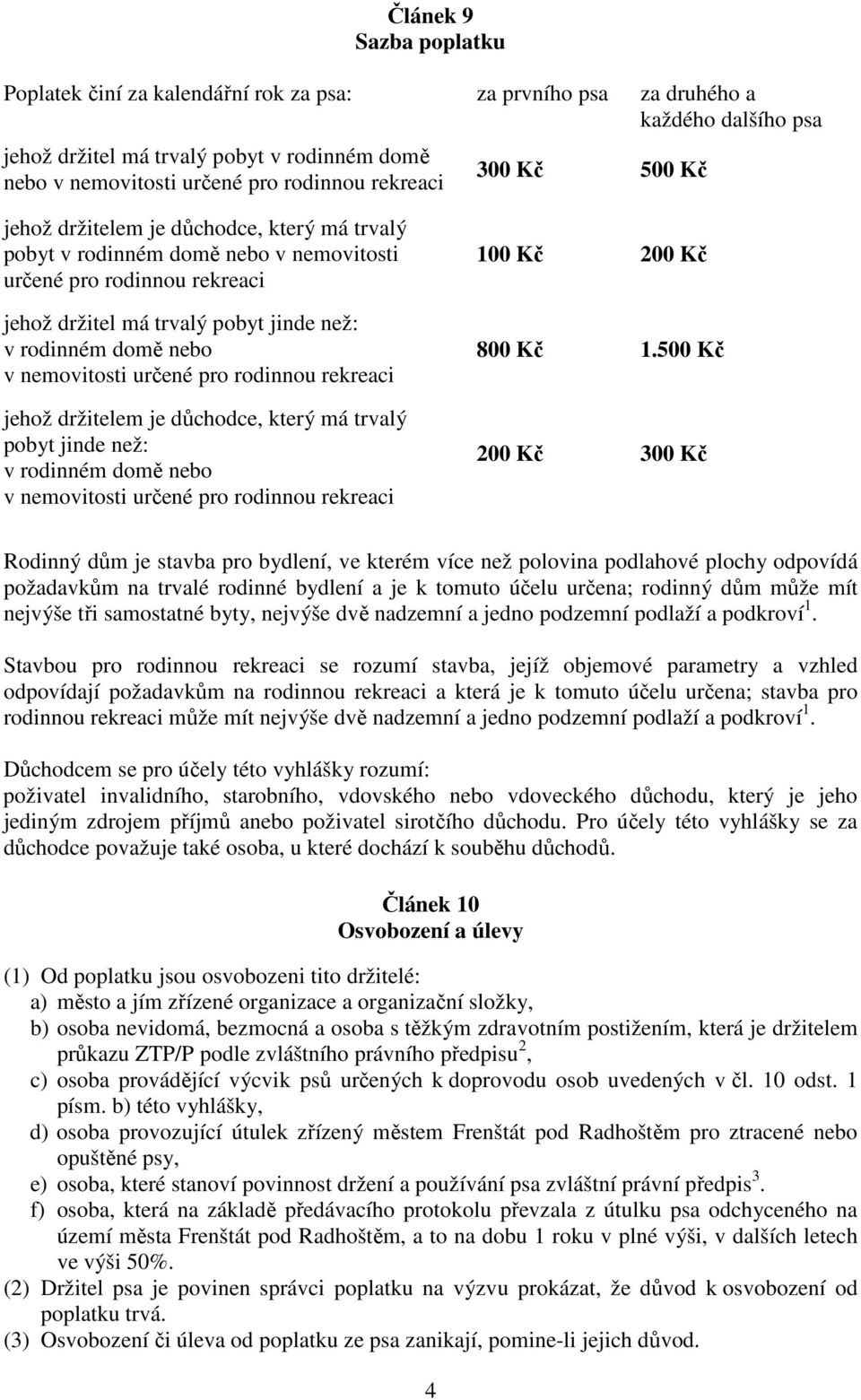 v nemovitosti určené pro rodinnou rekreaci jehož držitelem je důchodce, který má trvalý pobyt jinde než: v rodinném domě nebo v nemovitosti určené pro rodinnou rekreaci 100 Kč 200 Kč 800 Kč 1.