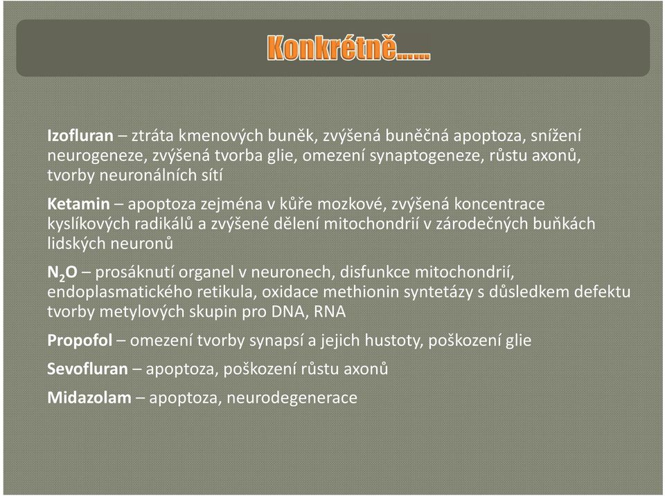 lidských neuronů N 2 O prosáknutí organel vneuronech, disfunkce mitochondrií, endoplasmatického retikula, oxidace methioninsyntetázysdůsledkem defektu