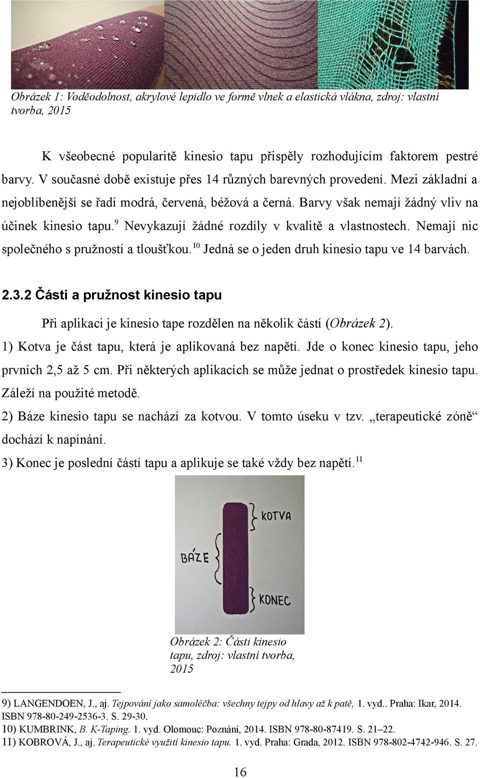 9 Nevykazují žádné rozdíly v kvalitě a vlastnostech. Nemají nic společného s pružností a tloušťkou.10 Jedná se o jeden druh kinesio tapu ve 14 barvách. 2.3.