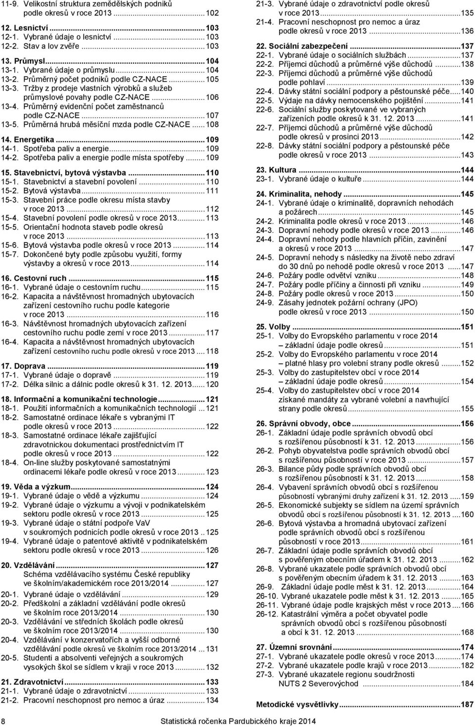 Průměrný evidenční počet zaměstnanců podle CZ-NACE... 107 13-5. Průměrná hrubá měsíční mzda podle CZ-NACE... 108 14. Energetika... 109 14-1. Spotřeba paliv a energie... 109 14-2.