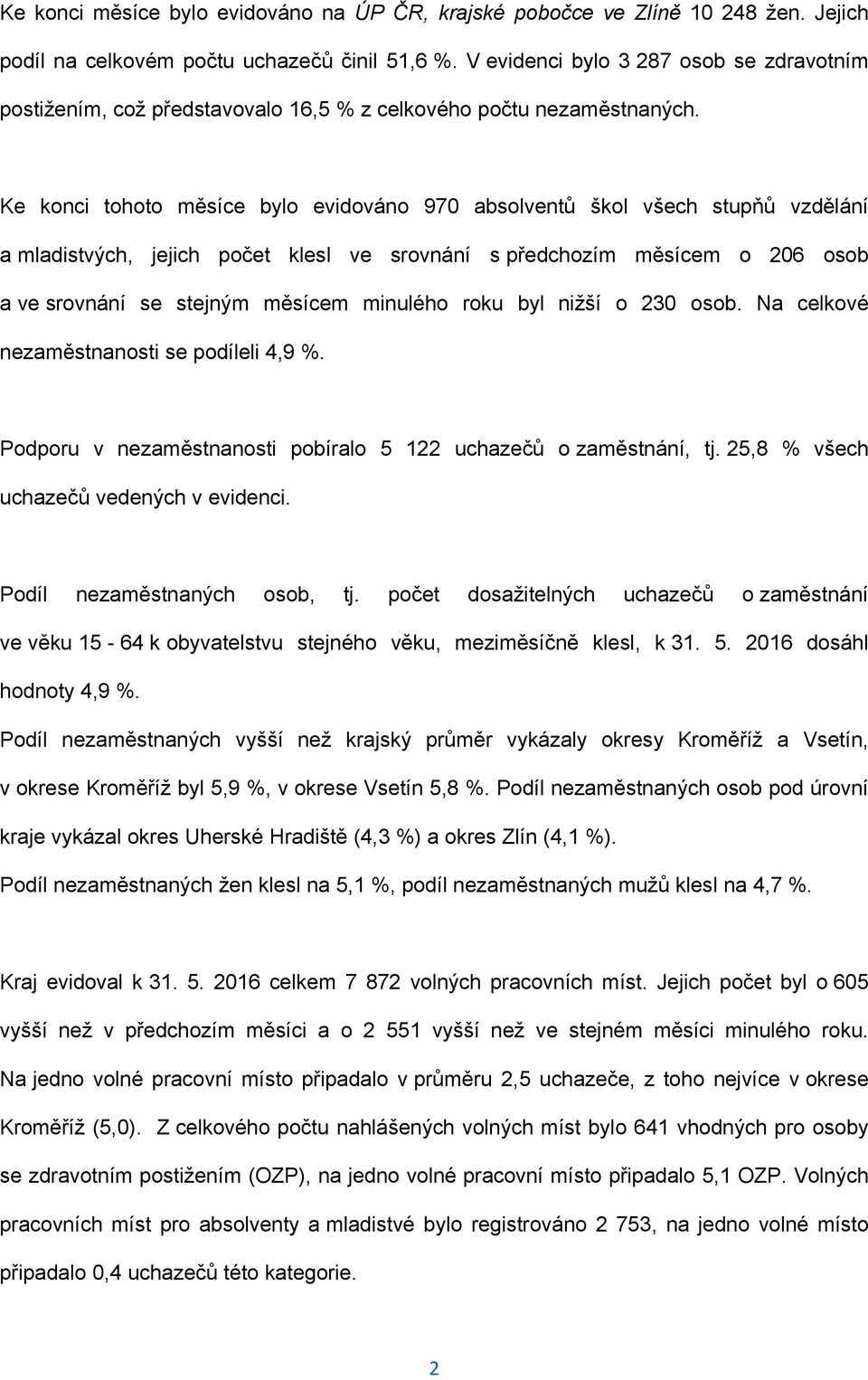 Ke konci tohoto měsíce bylo evidováno 970 absolventů škol všech stupňů vzdělání a mladistvých, jejich počet klesl ve srovnání s předchozím měsícem o 206 osob a ve srovnání se stejným měsícem minulého