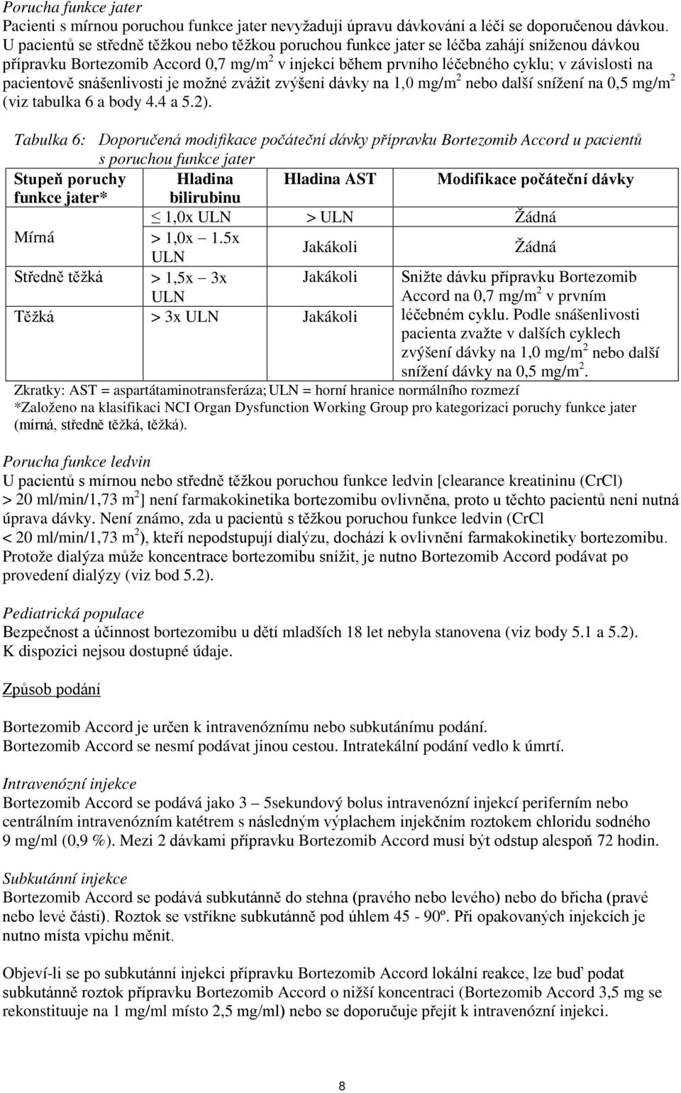 pacientově snášenlivosti je možné zvážit zvýšení dávky na 1,0 mg/m 2 nebo další snížení na 0,5 mg/m 2 (viz tabulka 6 a body 4.4 a 5.2).