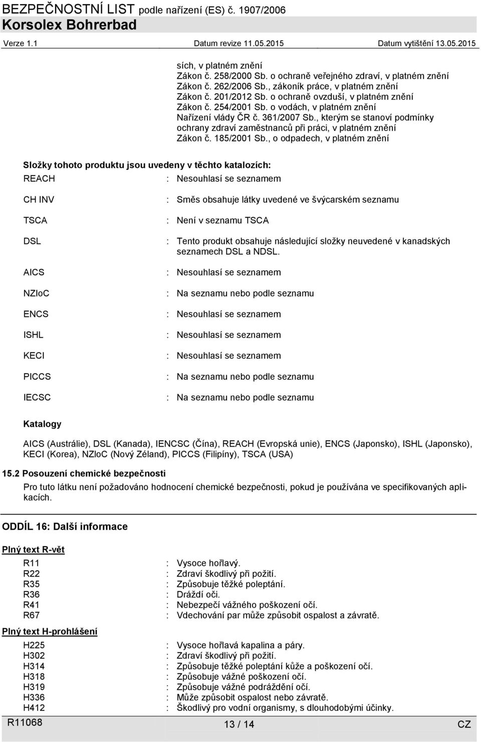 , kterým se stanoví podmínky ochrany zdraví zaměstnanců při práci, v platném znění Zákon č. 185/2001 Sb.