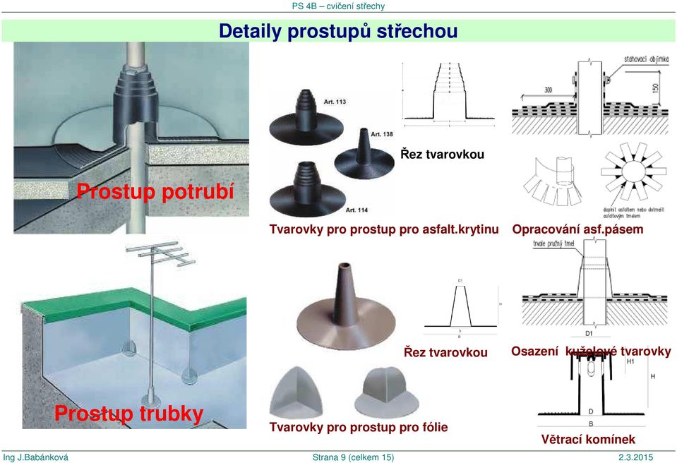 pásem Řez tvarovkou Osazení kuželové tvarovky Prostup trubky