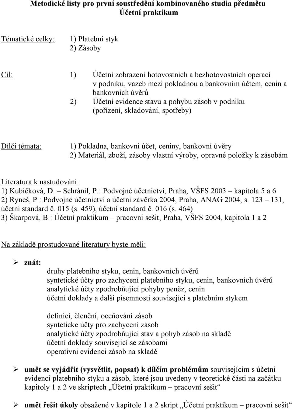 Materiál, zboží, zásoby vlastní výroby, opravné položky k zásobám 1) Kubíčková, D. Schránil, P.: Podvojné účetnictví, Praha, VŠFS 2003 kapitola 5 a 6 2) Ryneš, P.