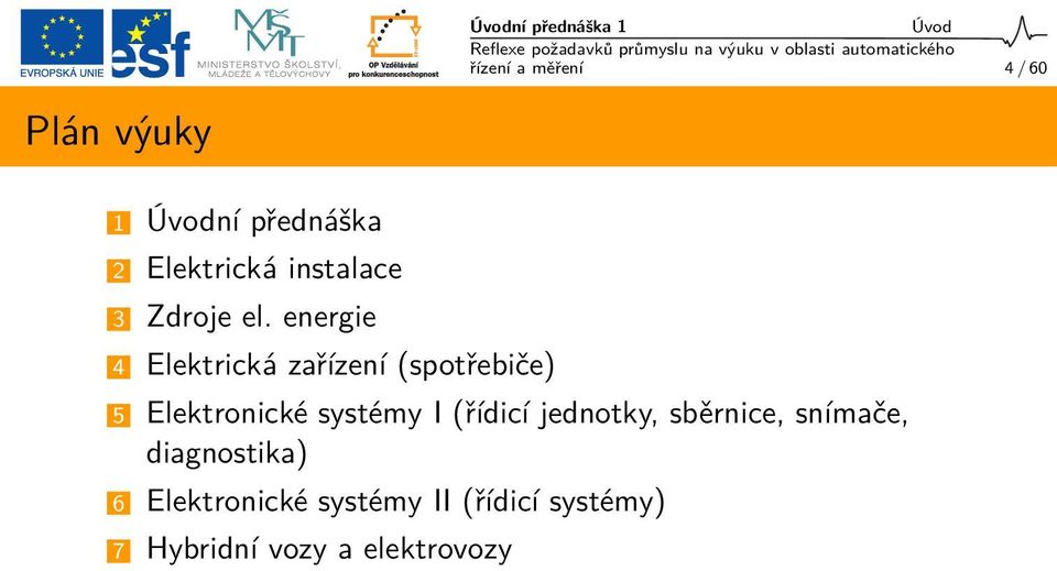 energie 4 Elektrická zařízení (spotřebiče) 5 Elektronické systémy I