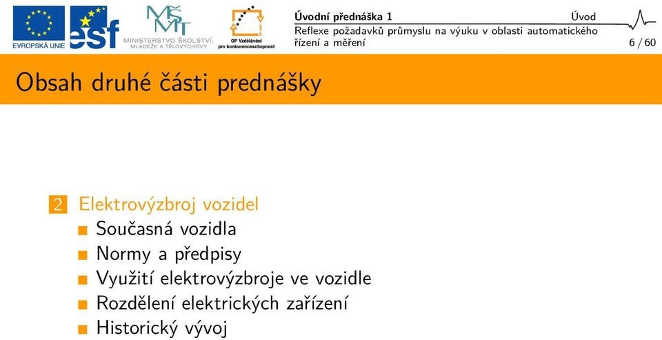 Současná vozidla Normy a předpisy Využití