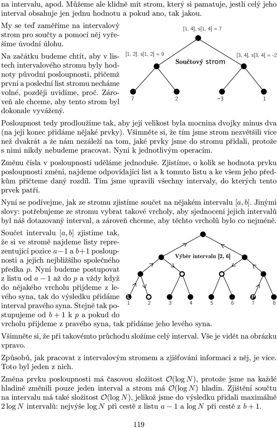 Na začátku budeme chtít, aby v listech intervalového stromu byly hodnoty původní posloupnosti, přičemž první a poslední list stromu necháme volné, později uvidíme, proč.