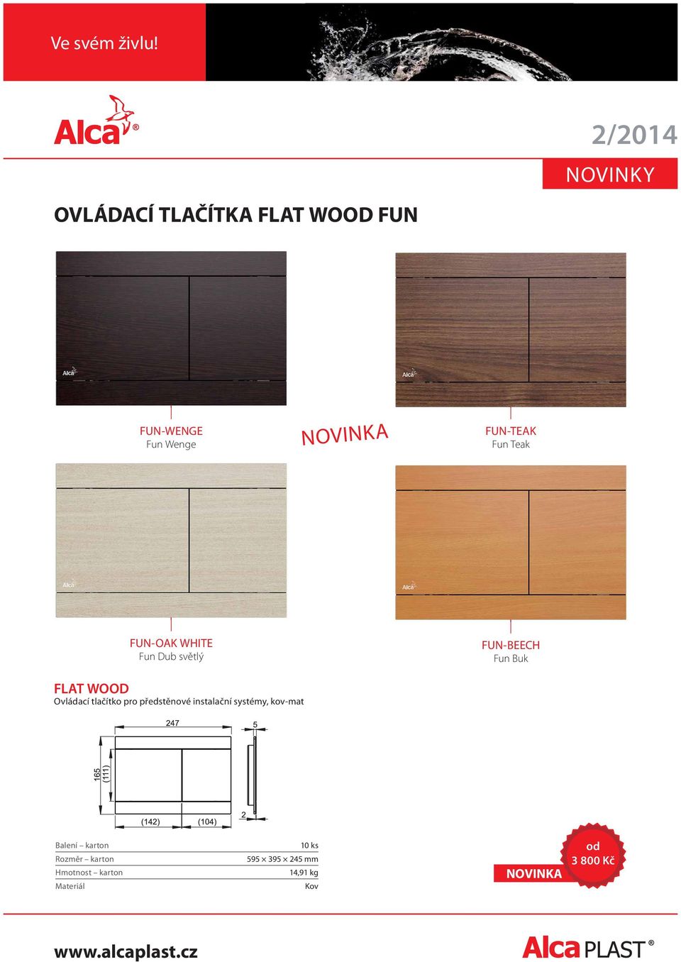 FLAT WOOD Ovládací tlačítko pro předstěnové instalační systémy,