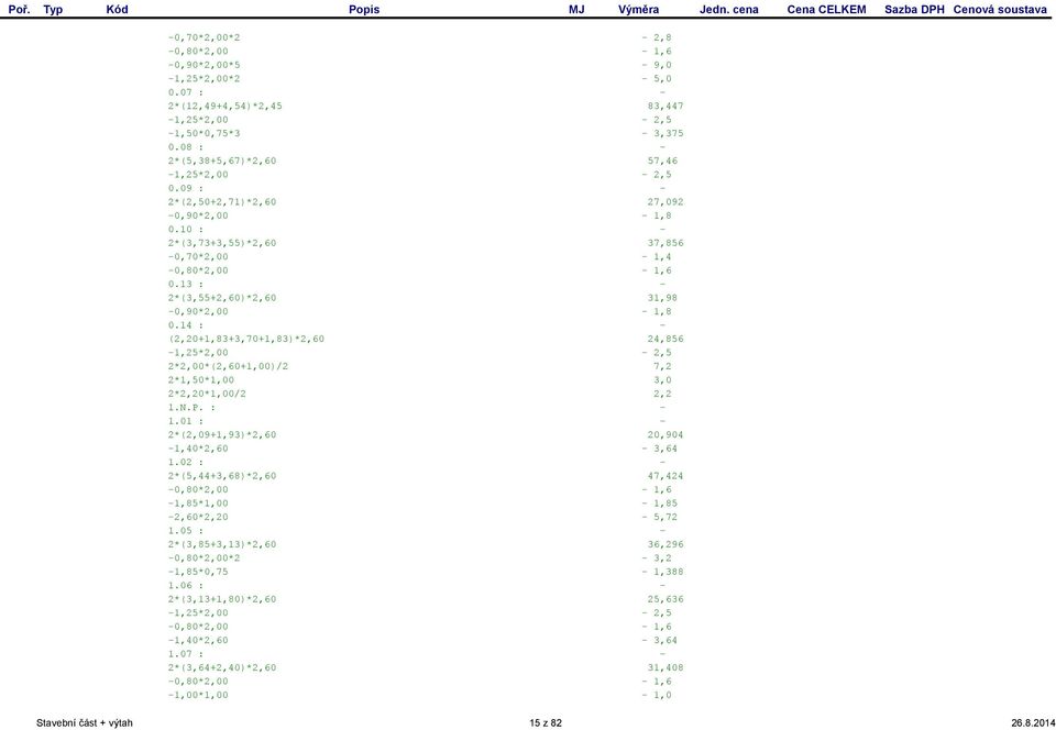 10 : 2*(3,73+3,55)*2,60 37,856-0,70*2,00-1,4-0,80*2,00-1,6 0.13 : 2*(3,55+2,60)*2,60 31,98-0,90*2,00-1,8 0.