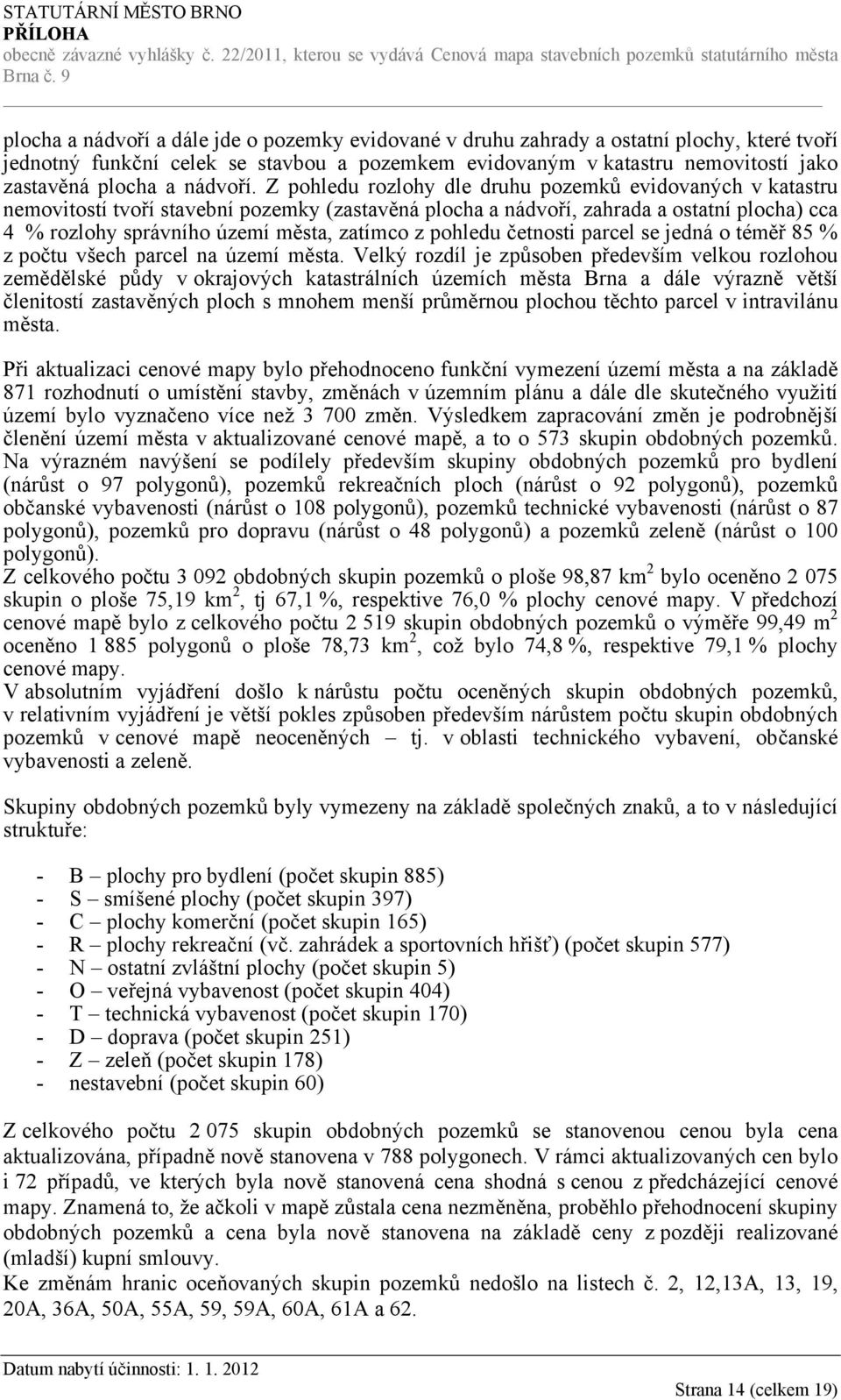 Z pohledu rozlohy dle druhu pozemků evidovaných v katastru nemovitostí tvoří stavební pozemky (zastavěná plocha a nádvoří, zahrada a ostatní plocha) cca 4 % rozlohy správního území města, zatímco z