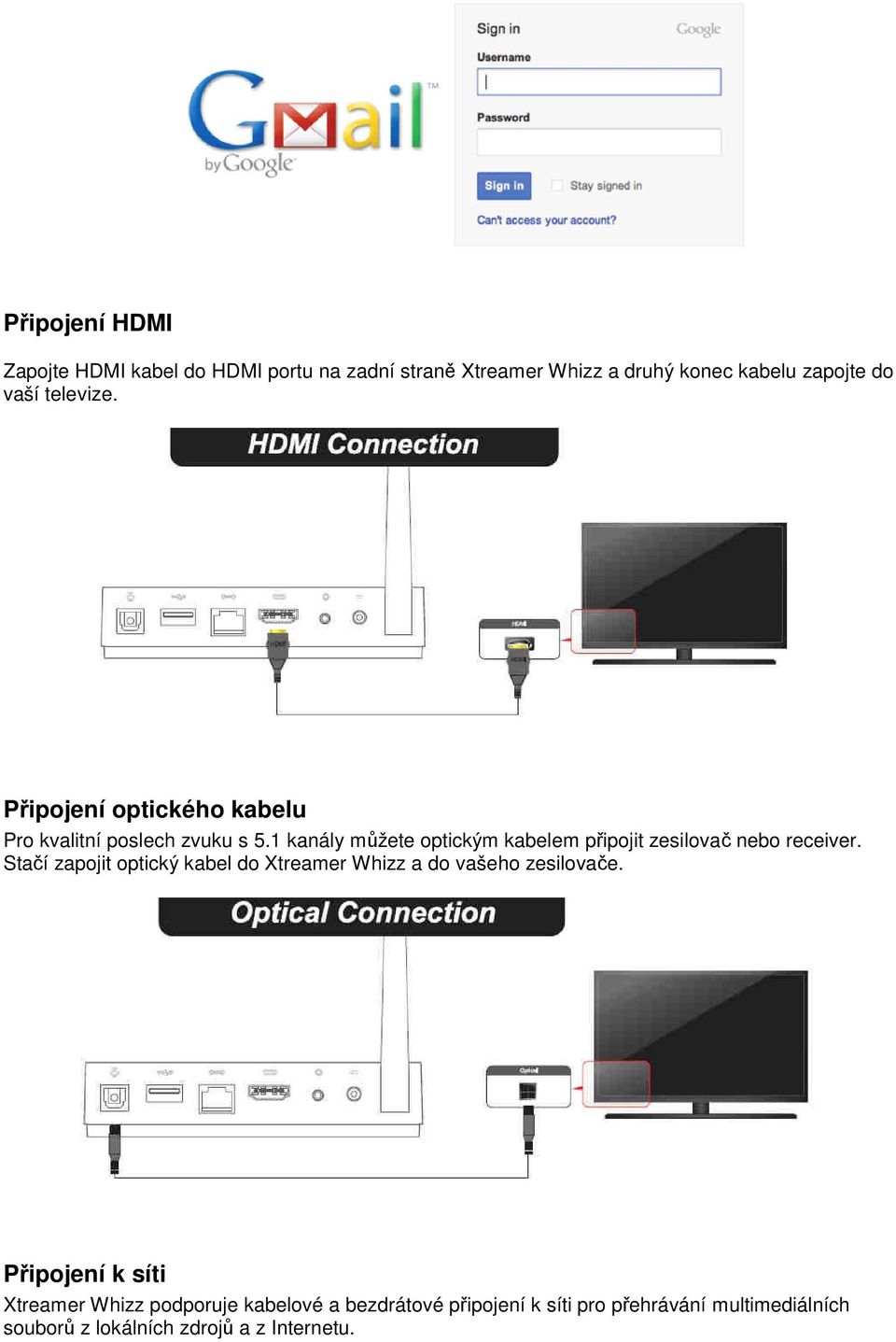 1 kanály můžete optickým kabelem připojit zesilovač nebo receiver.