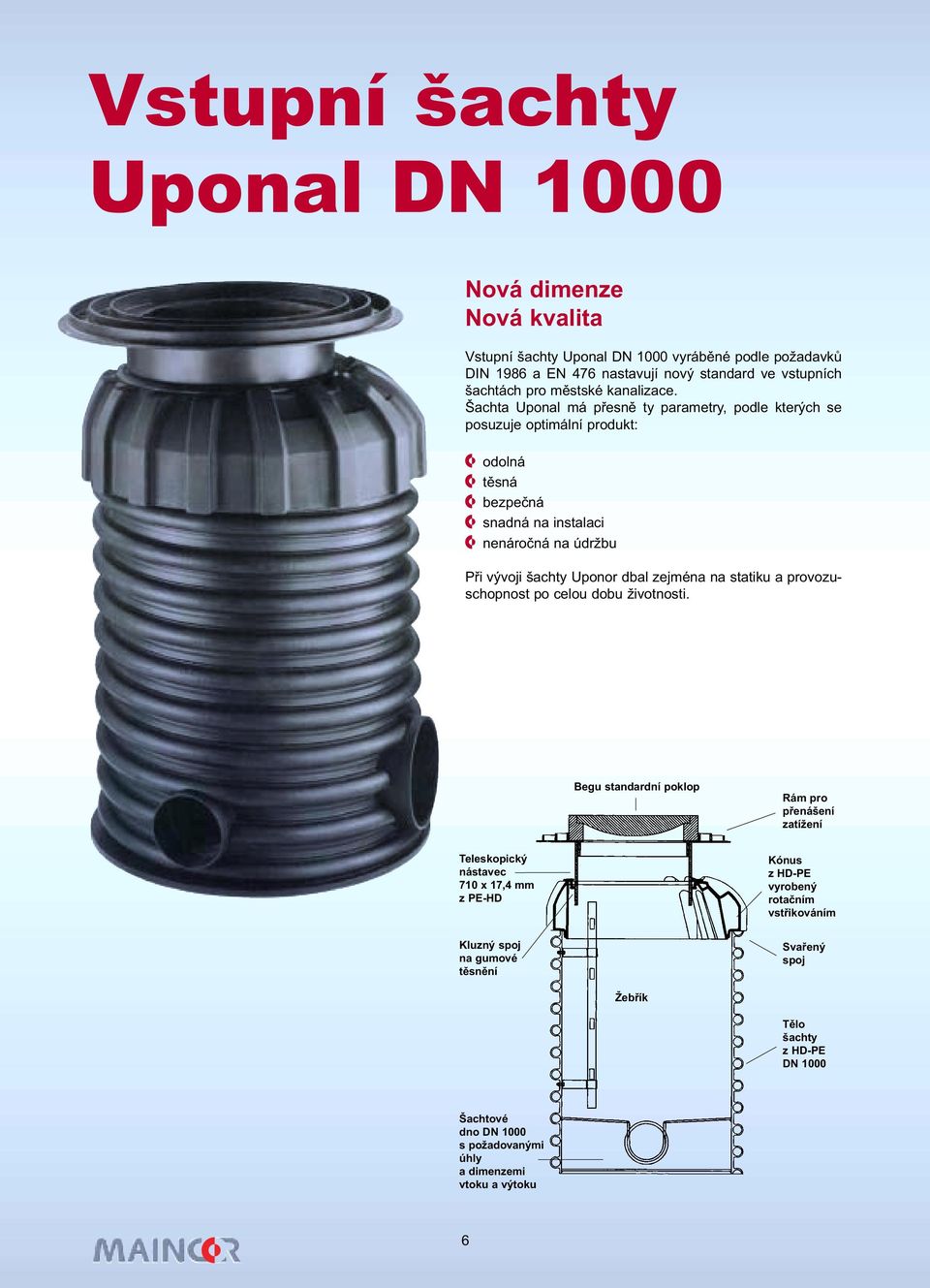 Šachta Uponal má přesně ty parametry, podle kterých se posuzuje optimální produkt: odolná těsná bezpečná snadná na instalaci nenáročná na údržbu Při vývoji šachty Uponor dbal