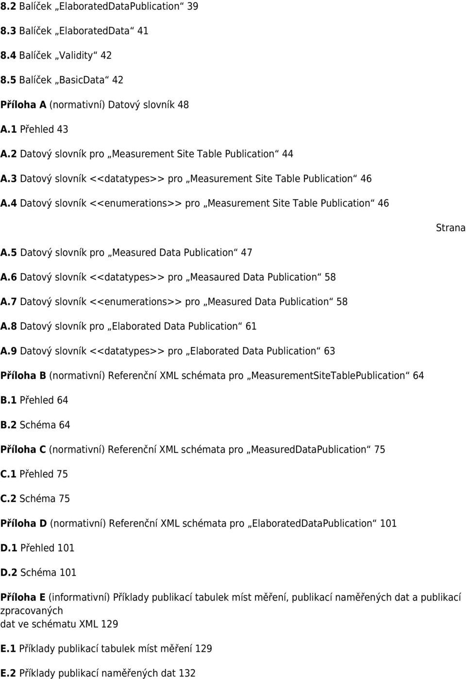 4 Datový slovník <<enumerations>> pro Measurement Site Table Publication 46 Strana A.5 Datový slovník pro Measured Data Publication 47 A.