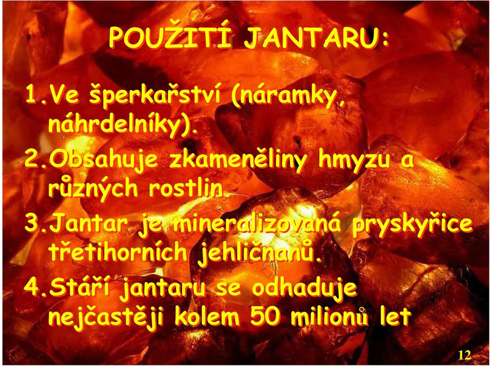 Jantar je mineralizovaná pryskyřice třetihorních