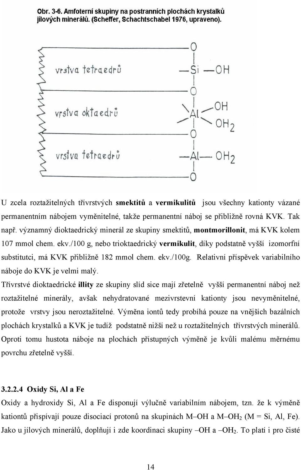 /100 g, nebo trioktaedrický vermikulit, díky podstatně vyšší izomorfní substitutci, má KVK přibližně 182 mmol chem. ekv./100g. Relativní příspěvek variabilního náboje do KVK je velmi malý.