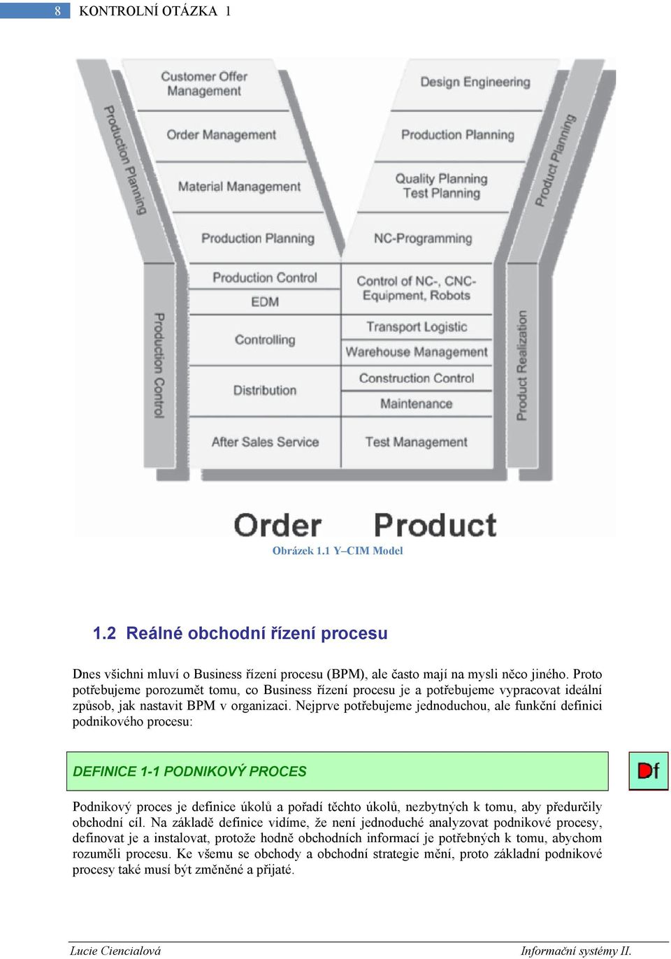 Nejprve potřebujeme jednoduchou, ale funkční definici podnikového procesu: DEFINICE 1-1 PODNIKOVÝ PROCES Podnikový proces je definice úkolů a pořadí těchto úkolů, nezbytných k tomu, aby předurčily