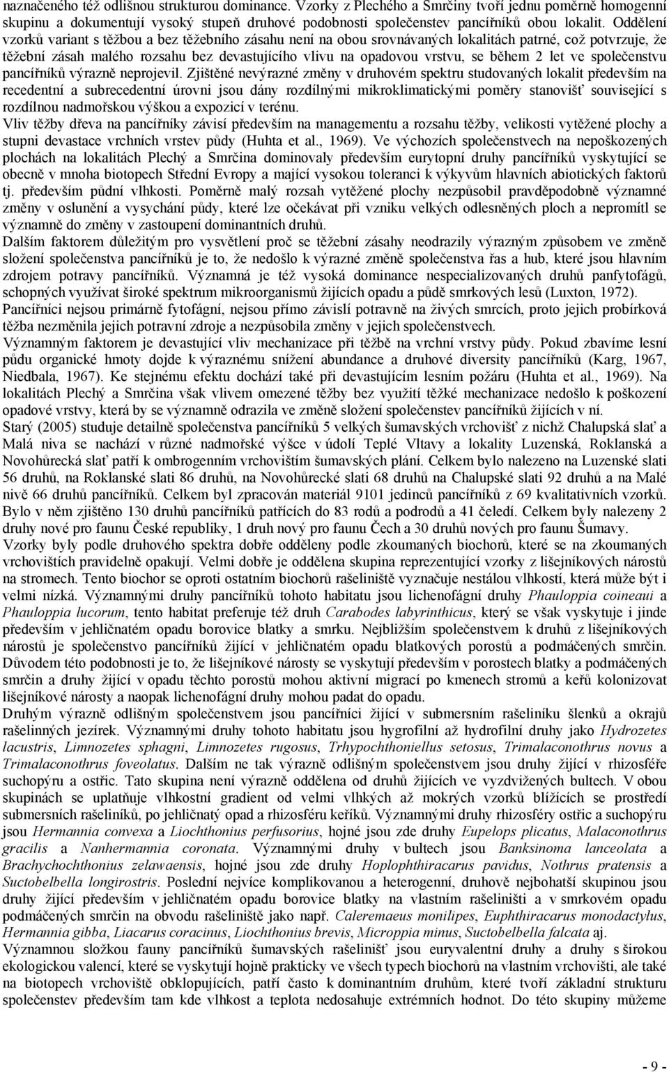 během 2 let ve společenstvu pancířníků výrazně neprojevil.