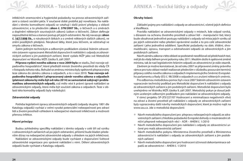 , o léčivech a o změnách a doplnění některých souvisejících zákonů (zákon o léčivech). Zákon definuje nepoužitelná léčiva a stanoví postup při jejich odstranění. Na něj navazuje zákon č. 167/1998 Sb.