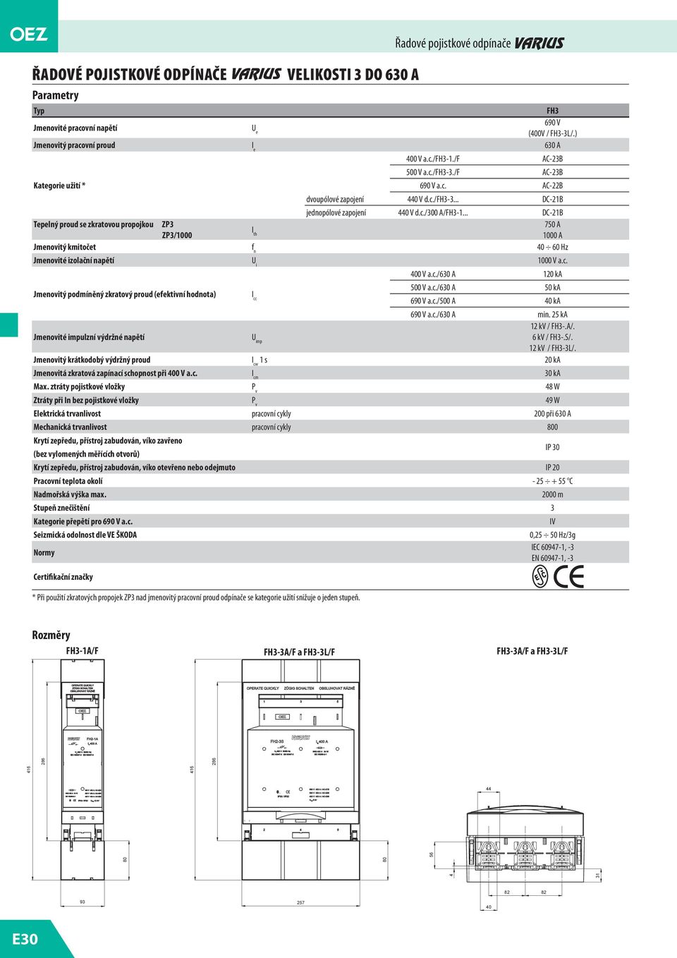 .. DC-21B Tepelný proud se zkratovou propojkou ZP3 750 A I ZP3/1000 th 1000 A Jmenovitý kmitočet f n 40 60 Hz Jmenovité izolační napětí U i 1000 V a.c.