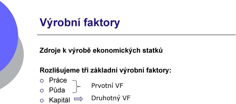 tři základní výrobní faktory:
