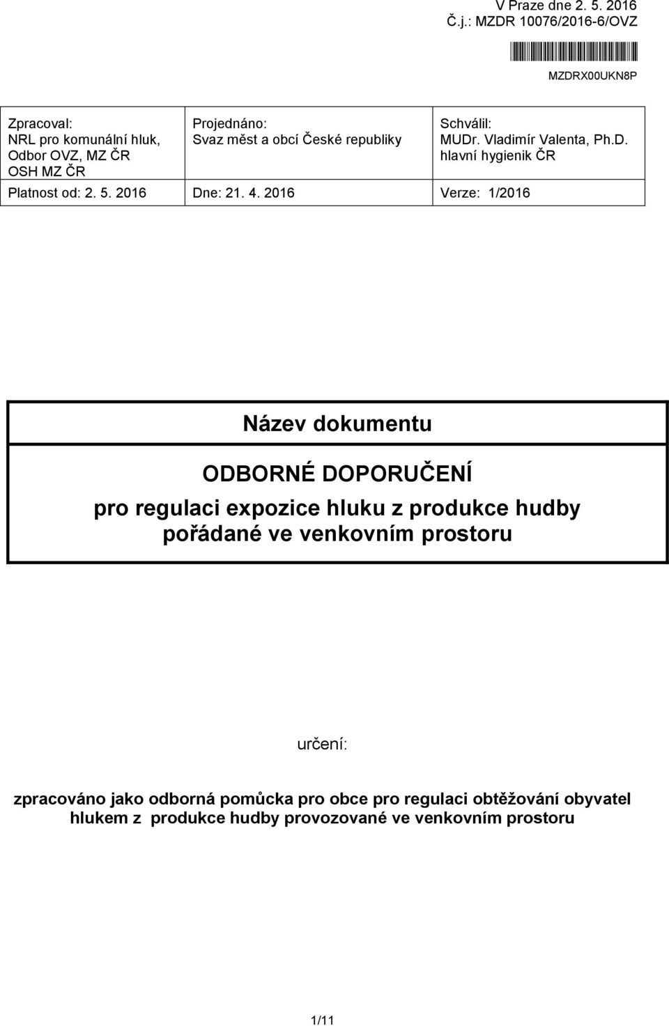 obcí České republiky Platnost od: 2. 5. 2016 Dn