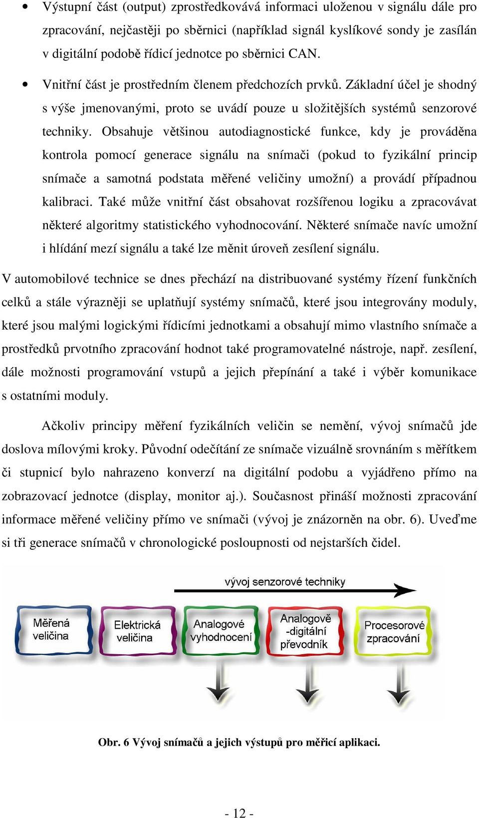 Obsahuje většinou autodiagnostické funkce, kdy je prováděna kontrola pomocí generace signálu na snímači (pokud to fyzikální princip snímače a samotná podstata měřené veličiny umožní) a provádí