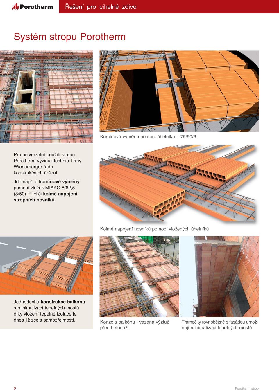 Kolmé napojení nosníků pomocí vložených úhelníků Jednoduchá konstrukce balkónu s minimalizací tepelných mostů díky vložení tepelné izolace je dnes již