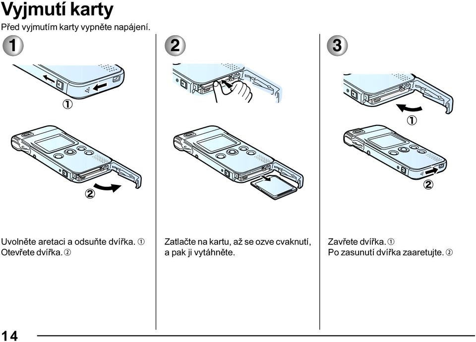 c Zatlačte na kartu, až se ozve cvaknutí, a pak ji