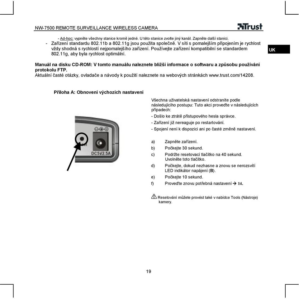 CZ UK Manuál na disku CD-ROM: V tomto manuálu naleznete bližší informace o softwaru a způsobu používání protokolu FTP.