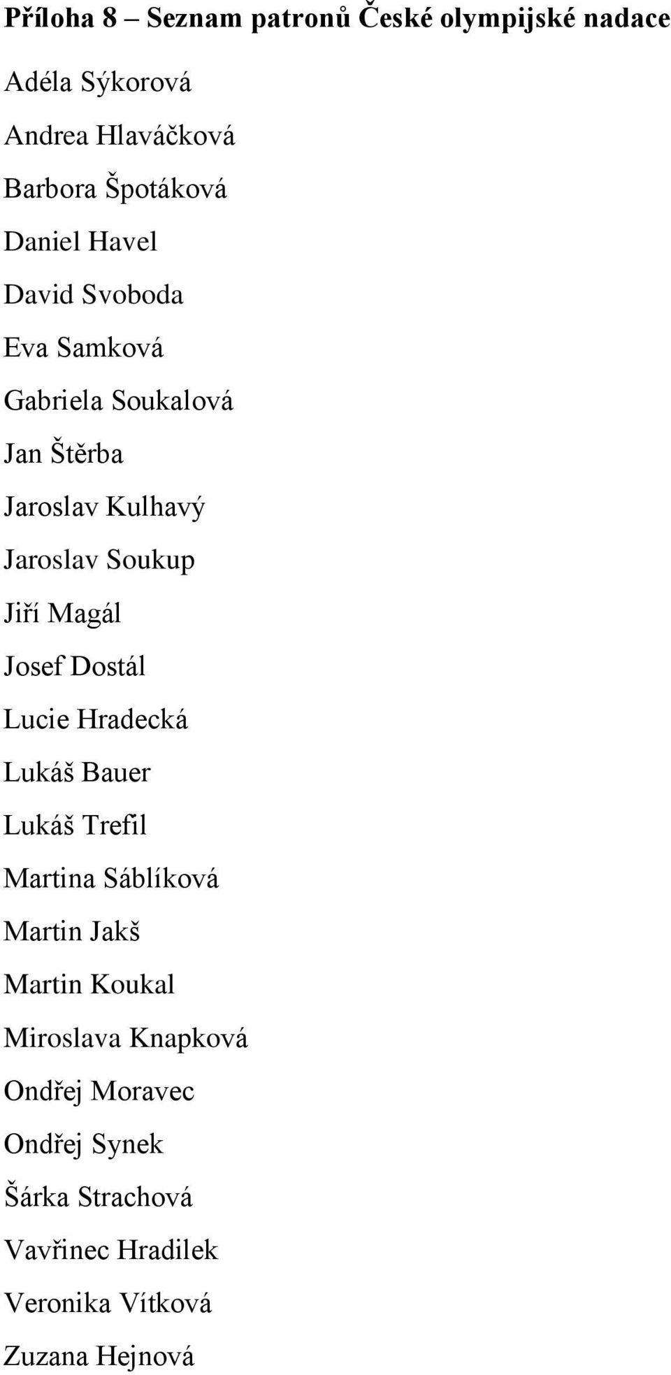 Jiří Magál Josef Dostál Lucie Hradecká Lukáš Bauer Lukáš Trefil Martina Sáblíková Martin Jakš Martin