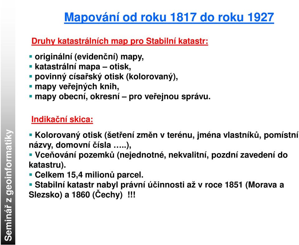 Indikační skica: Kolorovaný otisk (šetření změn v terénu, jména vlastníků, pomístní názvy, domovní čísla.