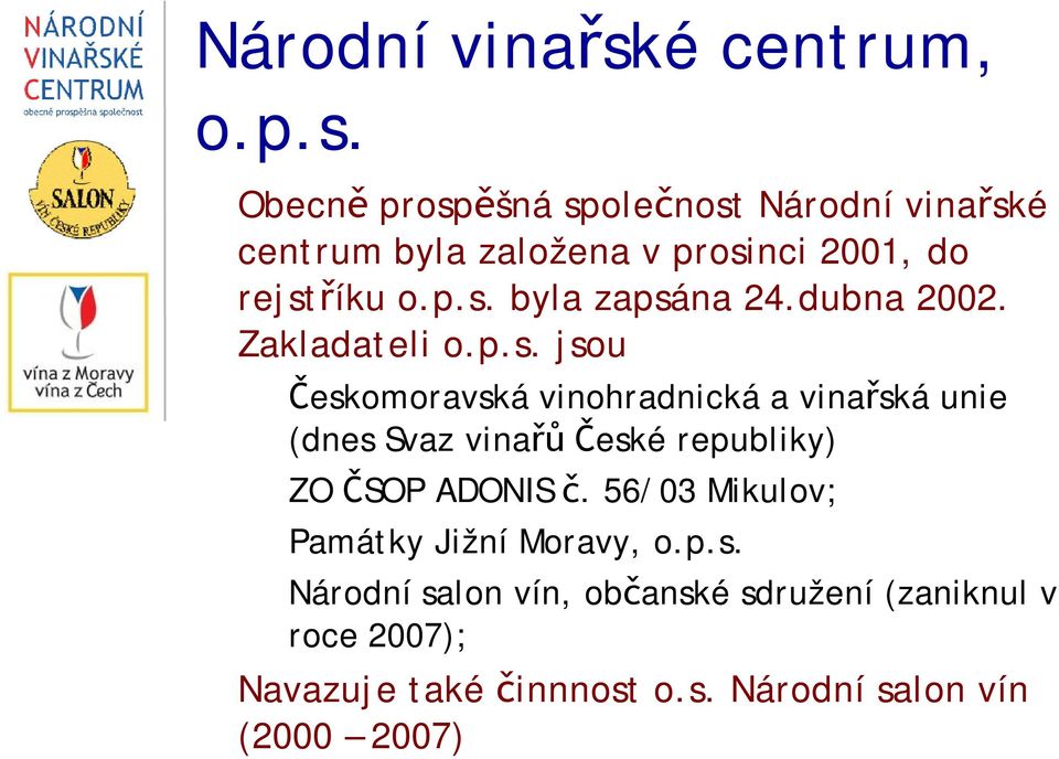 dubna 2002. Zakladateli o.p.s.