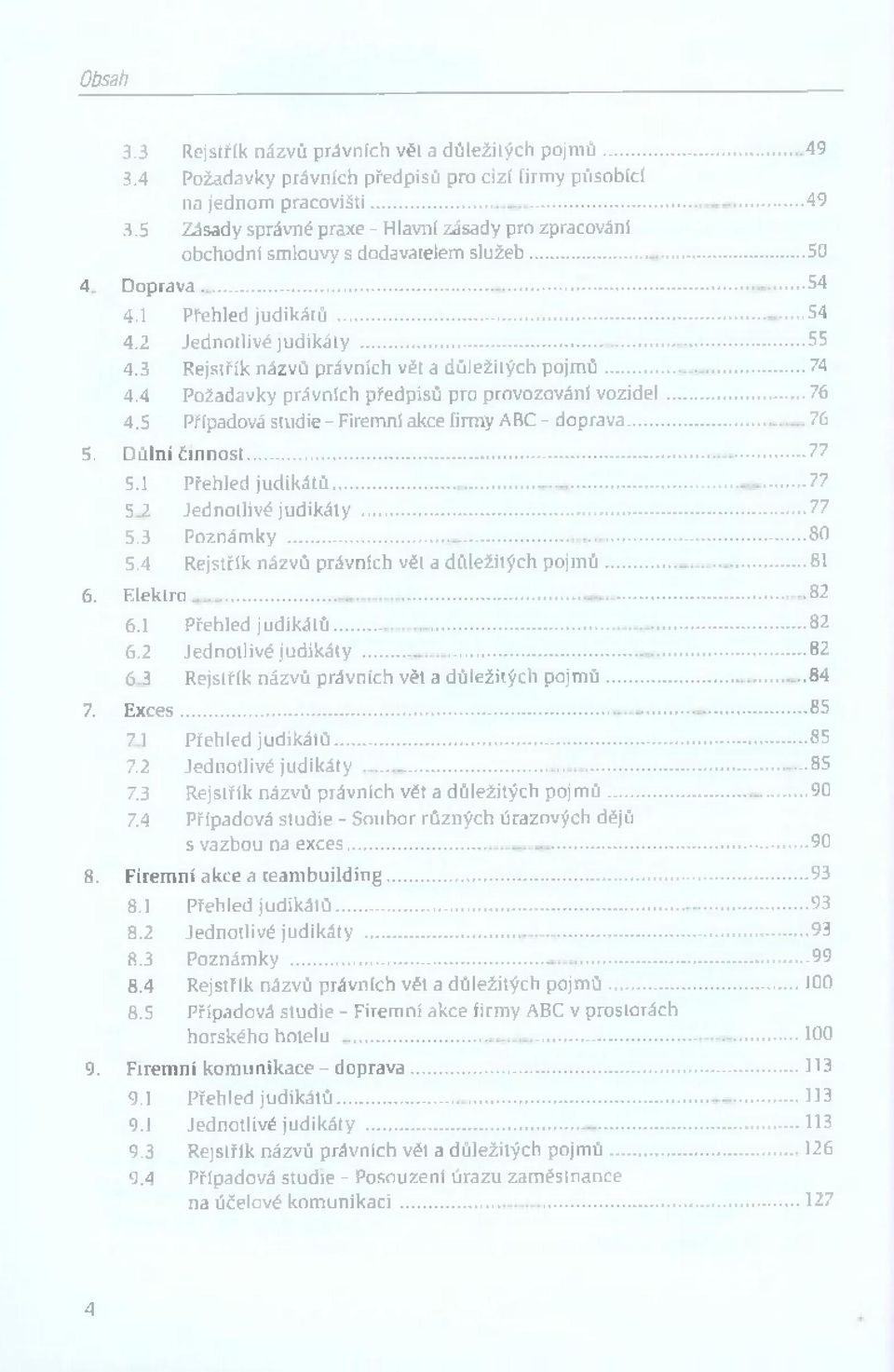 4 Požadavky právních předpisů pro provozování v o z id e l...76 4.5 Případová studie - Firemní akce firm y ABC - doprava... 76 5. D ů ln í č in n o s t...77 5.1 Přehled ju d ik á tů... 77 5.