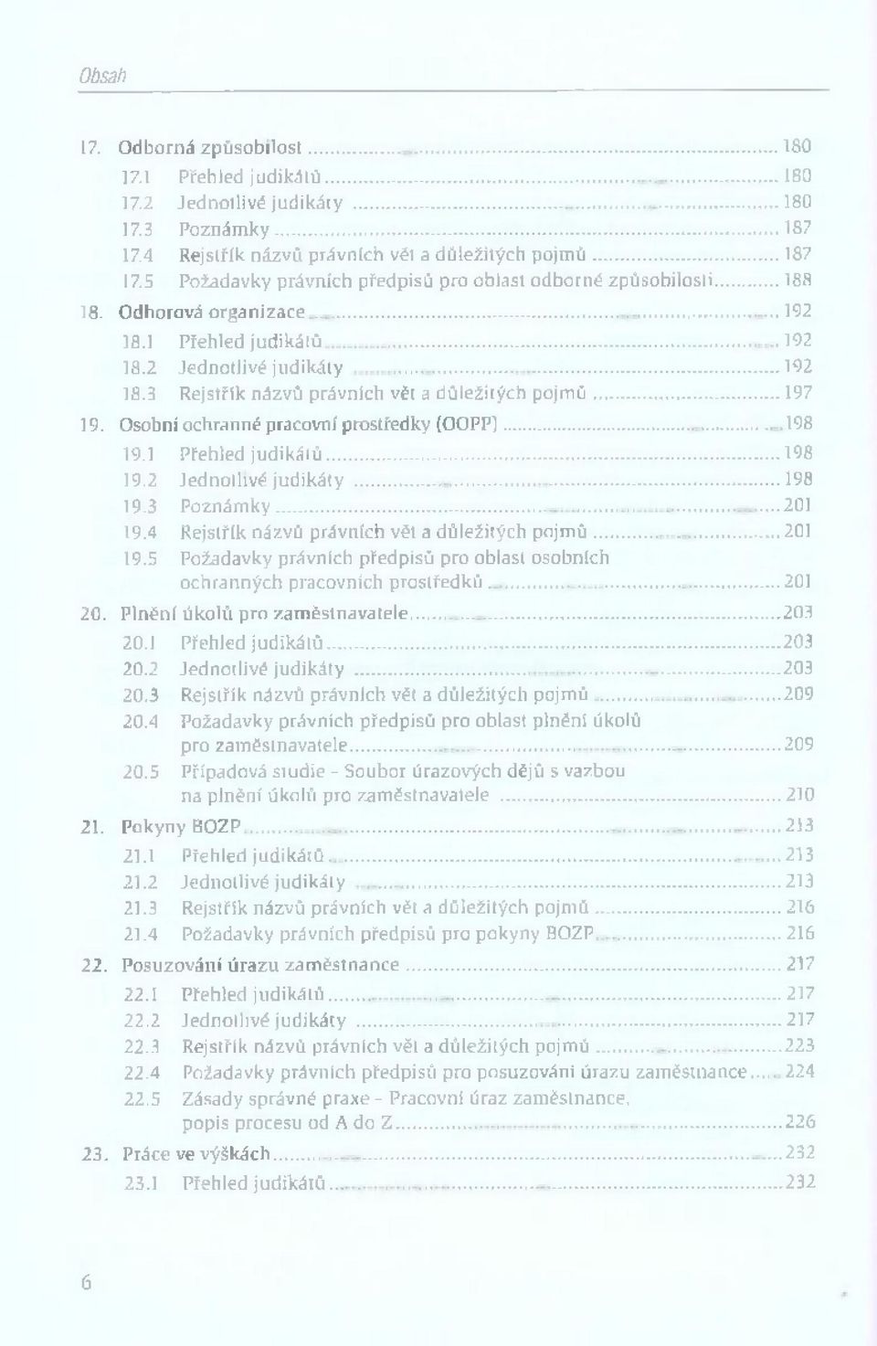 ..197 19. Osobní ochranné pracovní prostředky (OOPP)... 198 19.1 Přehled ju d ik á tů...198 19.2 Jednotlivé ju d ik á ty...198 19.3 P o zn á m ky... 201 19.