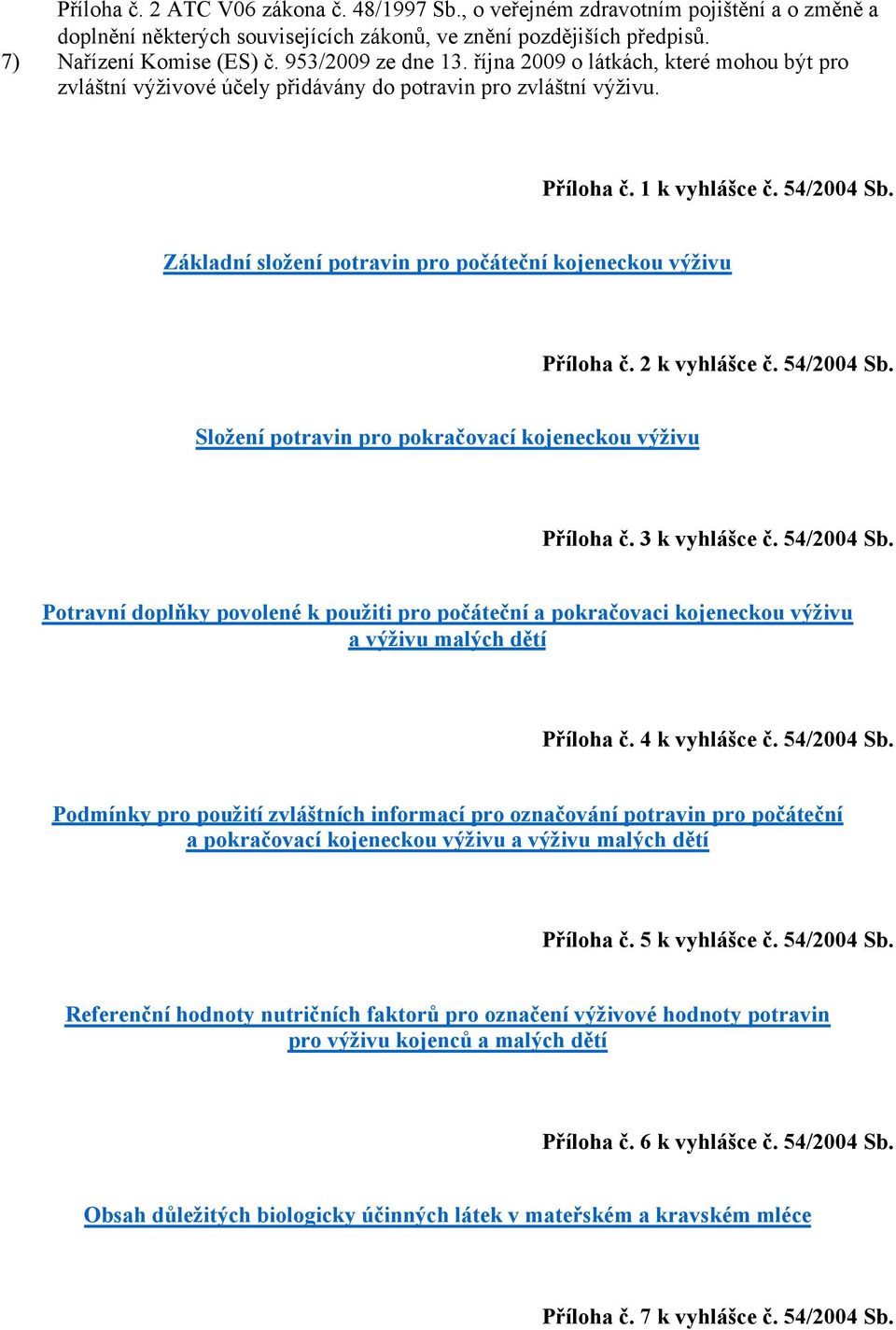 Základní složení potravin pro počáteční kojeneckou výživu Příloha č. 2 k vyhlášce č. 54/2004 Sb.