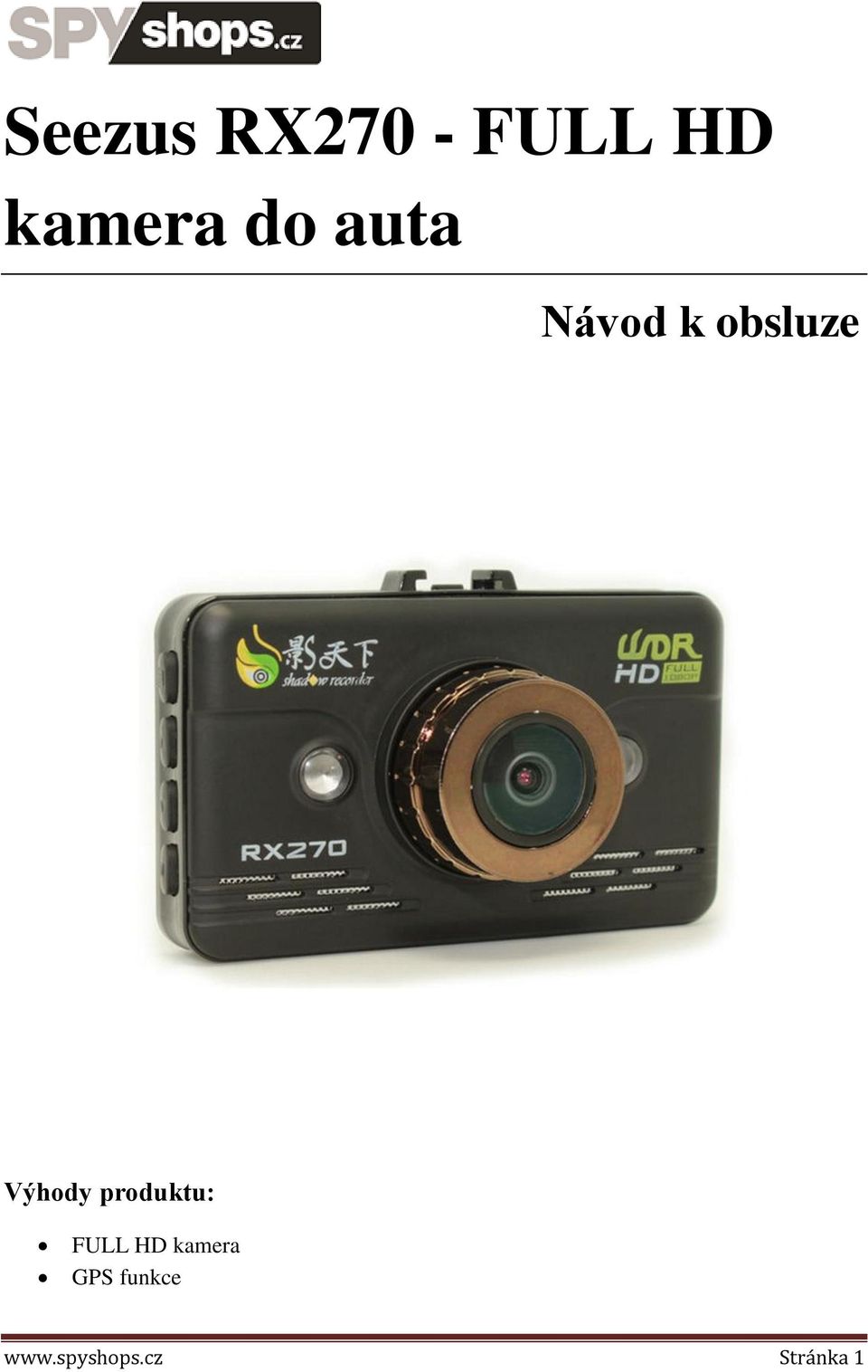 produktu: FULL HD kamera GPS