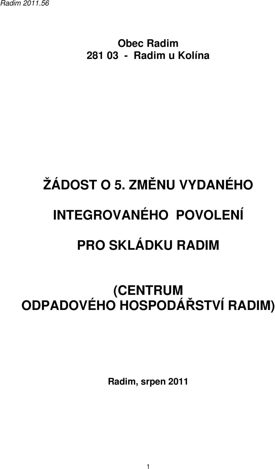 ŽÁDOST O 5.