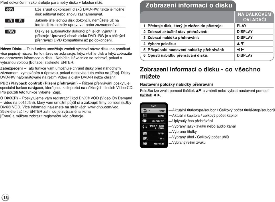 upravený obsah disku DVD+RW je s běžnými přehrávači DVD kompatibilní až po dokončení. Název Disku Tato funkce umožňuje změnit výchozí název disku na poněkud více popisný název.