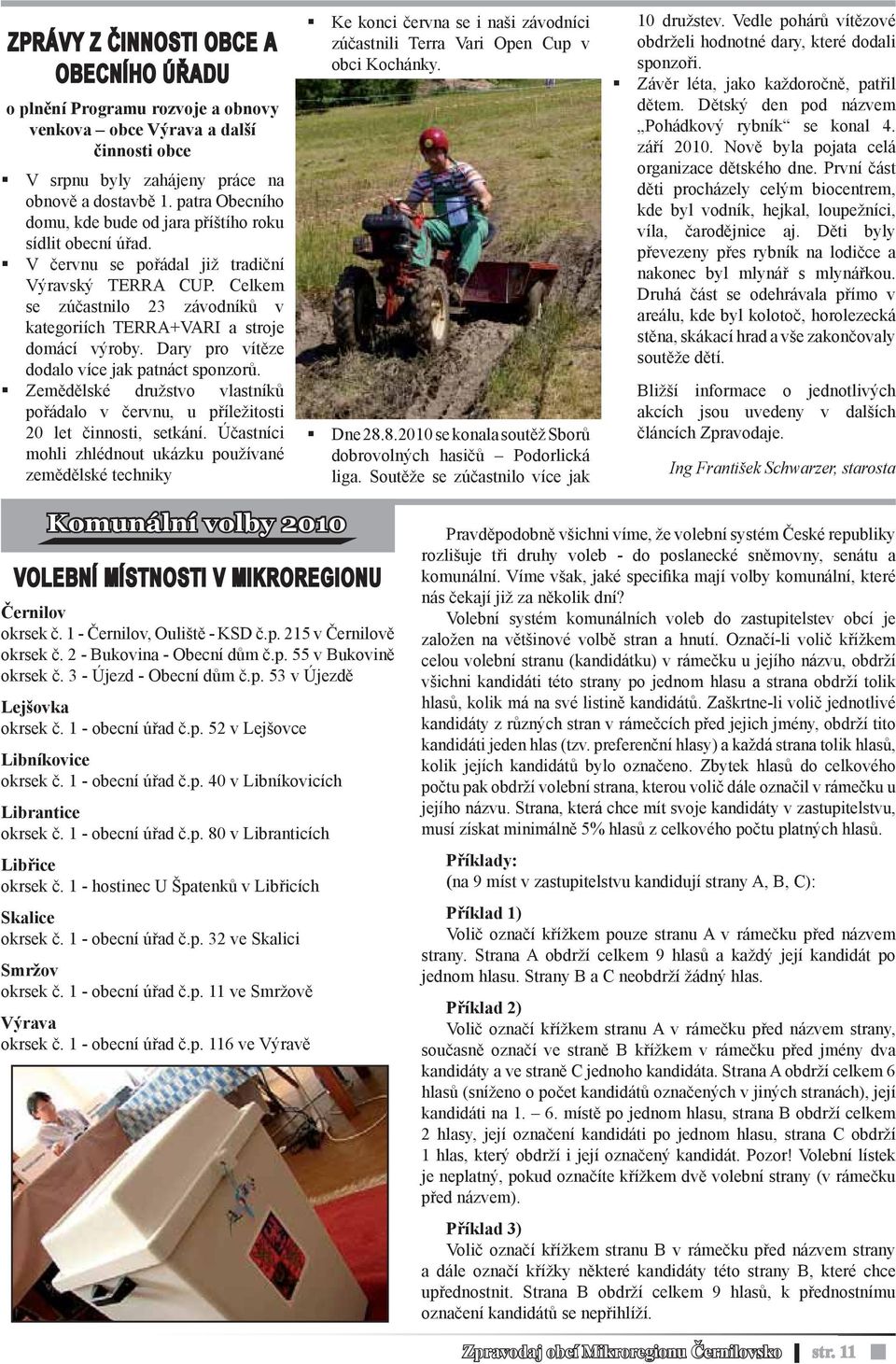 Celkem se zúčastnilo 23 závodníků v kategoriích TERRA+VARI a stroje domácí výroby. Dary pro vítěze dodalo více jak patnáct sponzorů.