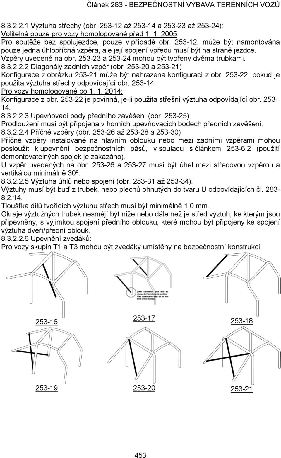 253-20 a 253-21) Konfigurace z obrázku 253-21 může být nahrazena konfigurací z obr. 253-22, pokud je použita výztuha střechy odpovídající obr. 253-14. Pro vozy homologované po 1.