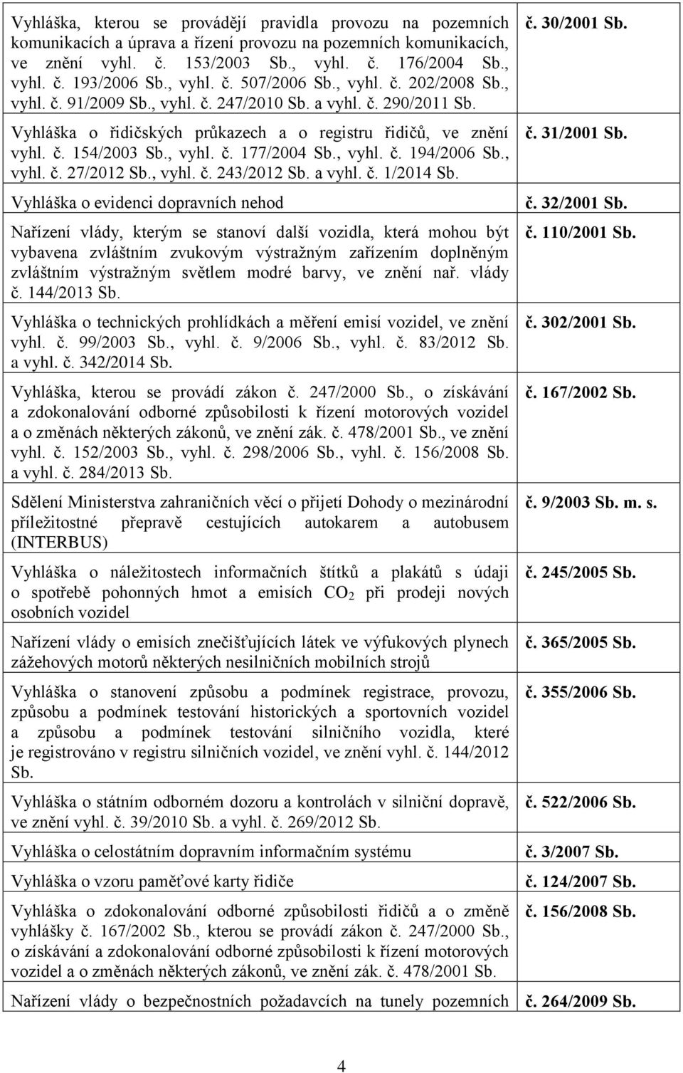 , vyhl. č. 177/2004 Sb., vyhl. č. 194/2006 Sb., vyhl. č. 27/2012 Sb., vyhl. č. 243/2012 Sb. a vyhl. č. 1/2014 Sb.