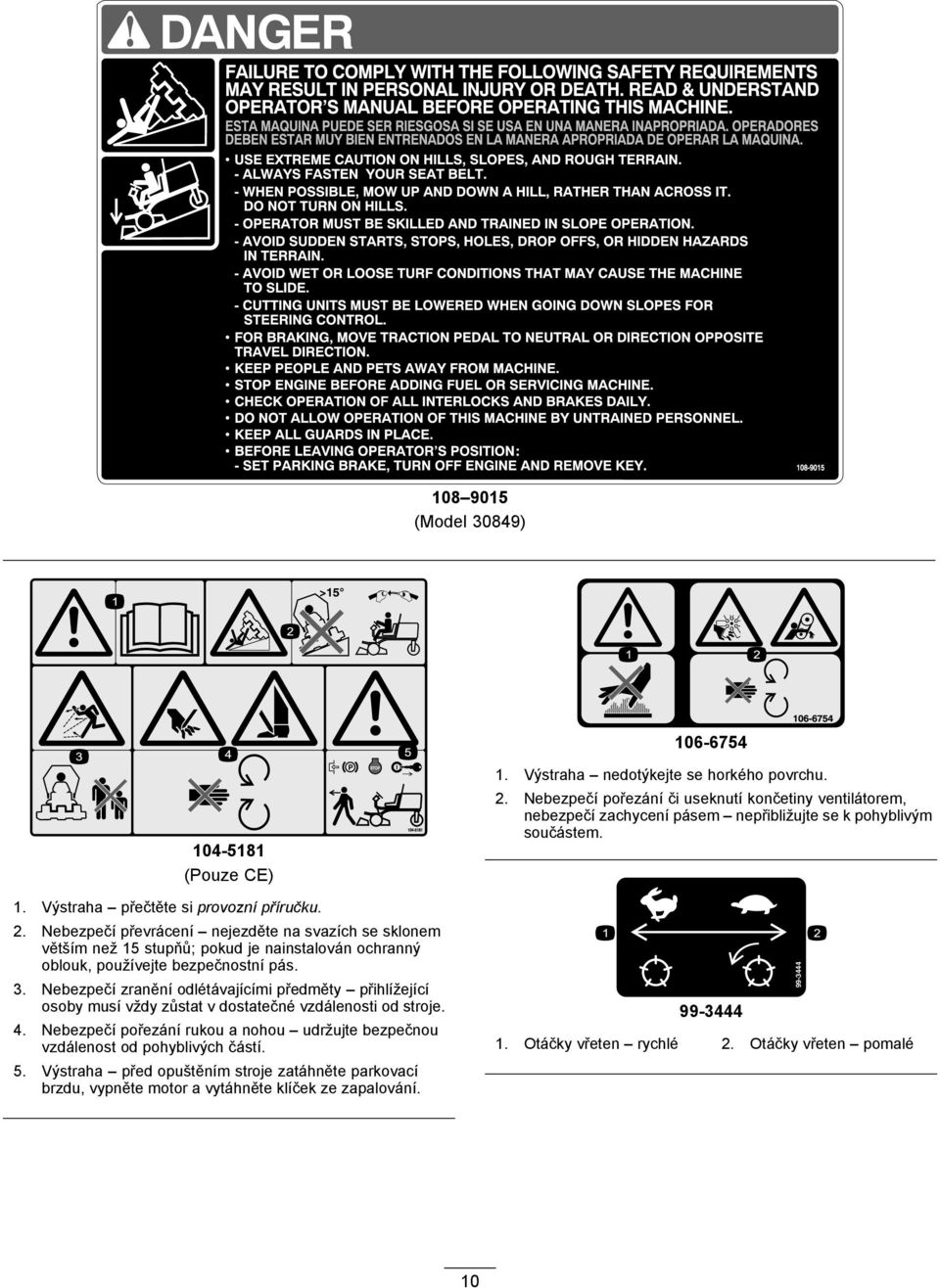 Nebezpečí zranění odlétávajícími předměty přihlížející osoby musí vždy zůstat v dostatečné vzdálenosti od stroje. 4.