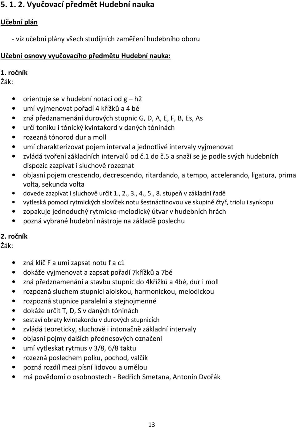 rozezná tónorod dur a moll umí charakterizovat pojem interval a jednotlivé intervaly vyjmenovat zvládá tvoření základních intervalů od č.1 do č.