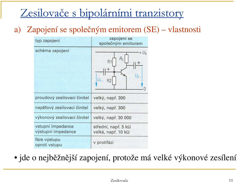 vlastnosti jde o nejběžnější zapojení,