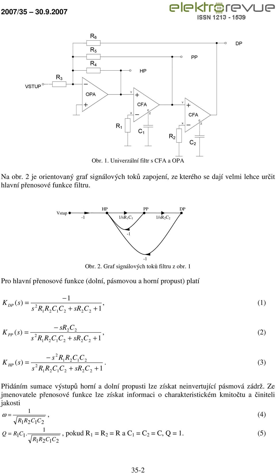 pásmovou a horní propust) platí K DP ( s), () s + s + s K PP ( s), () s + s + s K HP ( s) (3) s + s + Přidáním sumace výstupů horní a dolní propusti lze