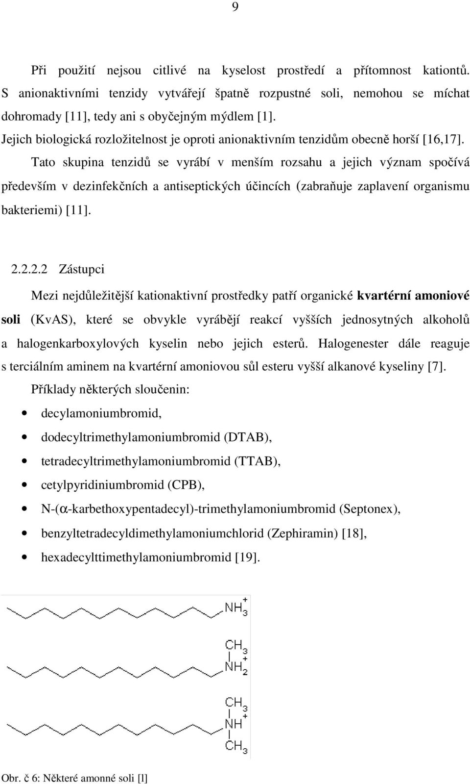 Tato skupina tenzidů se vyrábí v menším rozsahu a jejich význam spočívá především v dezinfekčních a antiseptických účincích (zabraňuje zaplavení organismu bakteriemi) [11]. 2.