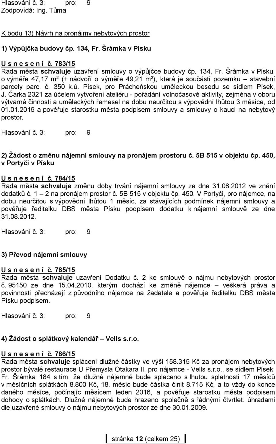 ú. Písek, pro Prácheňskou uměleckou besedu se sídlem Písek, J.