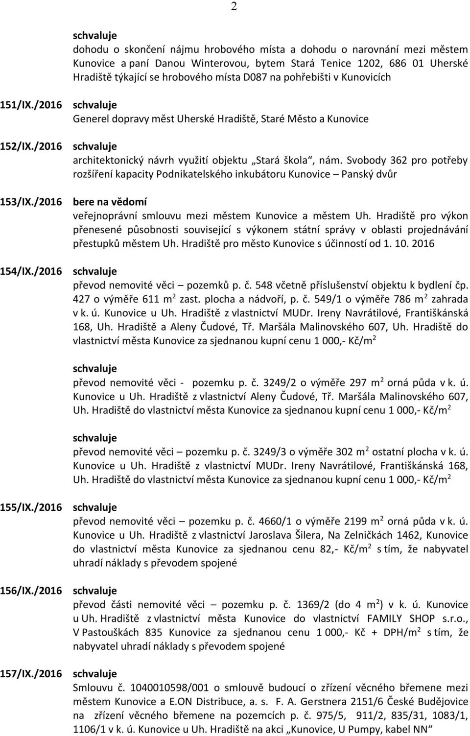 Svobody 362 pro potřeby rozšíření kapacity Podnikatelského inkubátoru Kunovice Panský dvůr veřejnoprávní smlouvu mezi městem Kunovice a městem Uh.