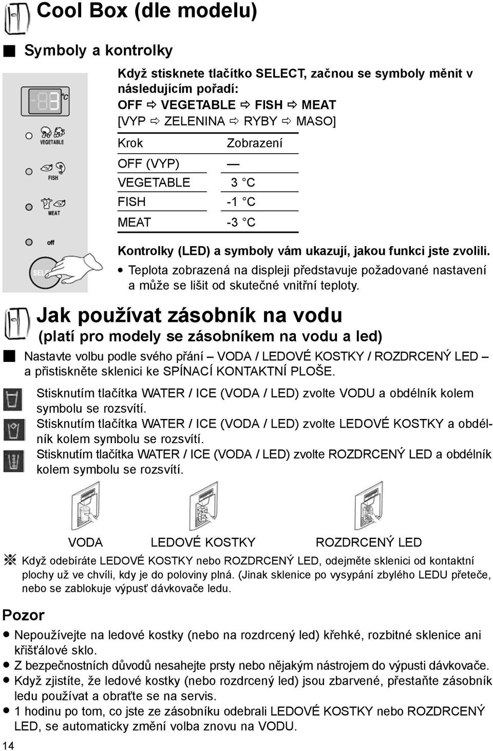 Teplota zobrazená na displeji představuje požadované nastavení a může se lišit od skutečné vnitřní teploty.